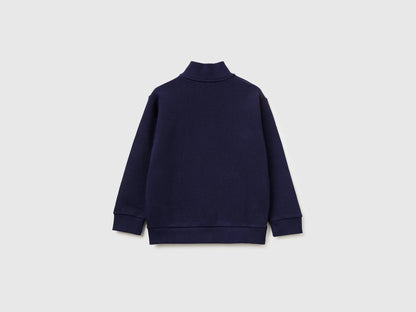 Benetton Dark blue Boys Organic Cotton Zip-Up Sweatshirt SKU: 3J70G504A_252 Image 02