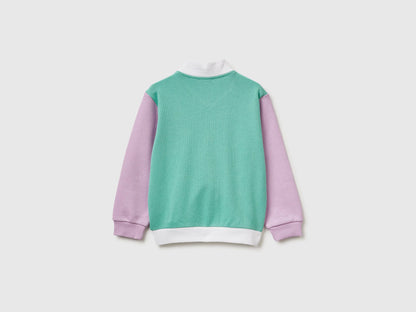 Benetton White Girls Zip-Up Sweatshirt with Print SKU: 3J70G504B_902 Image 02