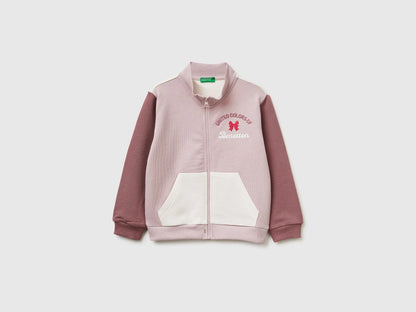 Benetton Soft pink Girls Zip-Up Sweatshirt with Print SKU: 3J70G504B_903 Image 01