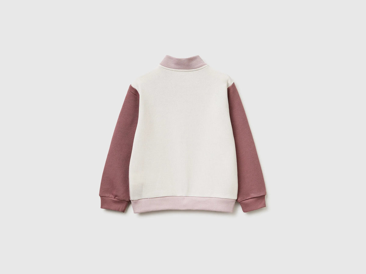Benetton Soft pink Girls Zip-Up Sweatshirt with Print SKU: 3J70G504B_903 Image 02