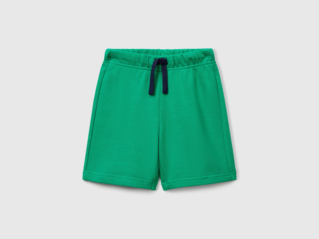 Benetton Green Boys Bermudas in Sweat Cotton SKU: 3J70G900P_108 Image 01