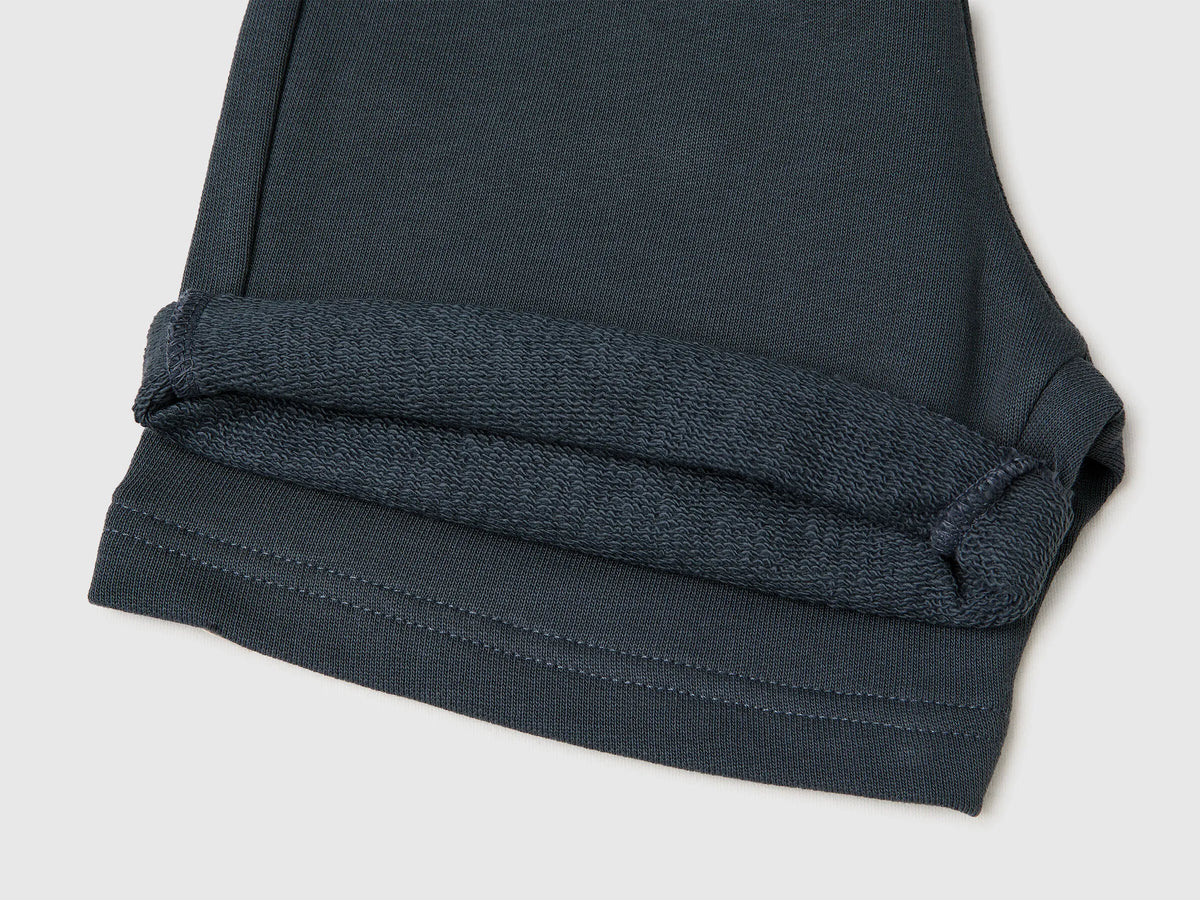 Benetton Dark Gray Boys Cotton Fleece Bermuda Shorts SKU: 3J70G900P_10N Image 03