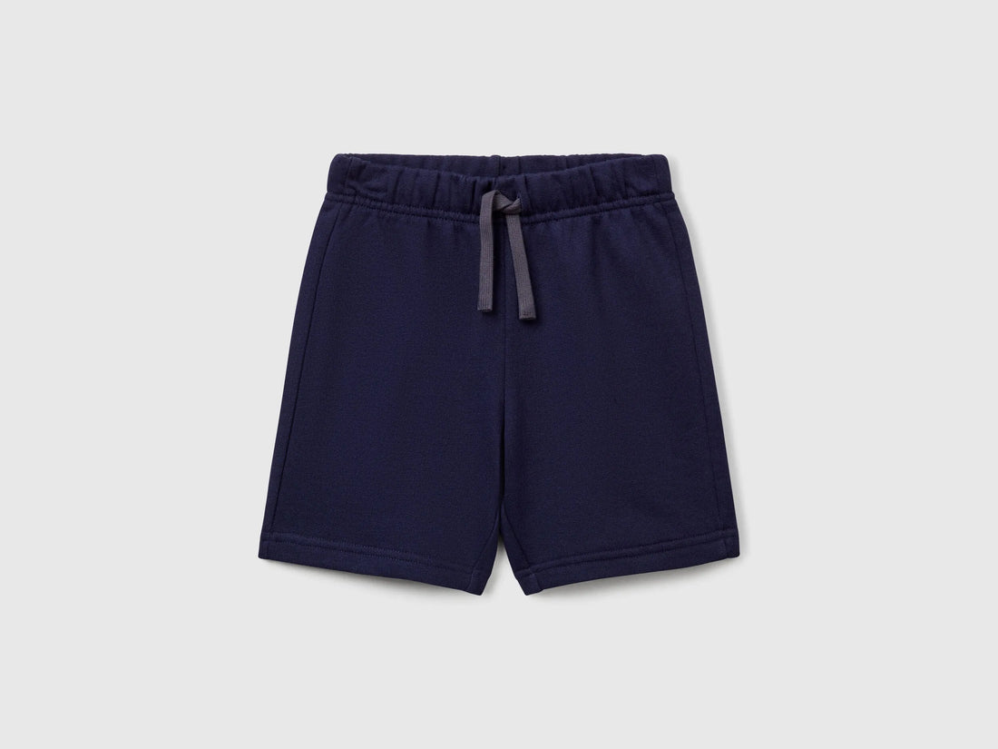 Benetton Dark Blue Boys Bermudas in Sweat Cotton SKU: 3J70G900P_252 Image 01