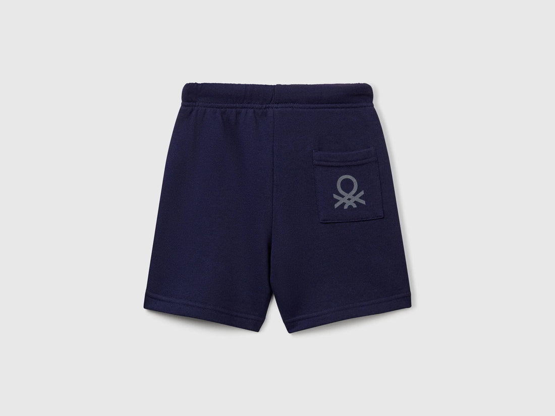 Benetton Dark Blue Boys Bermudas in Sweat Cotton SKU: 3J70G900P_252 Image 02