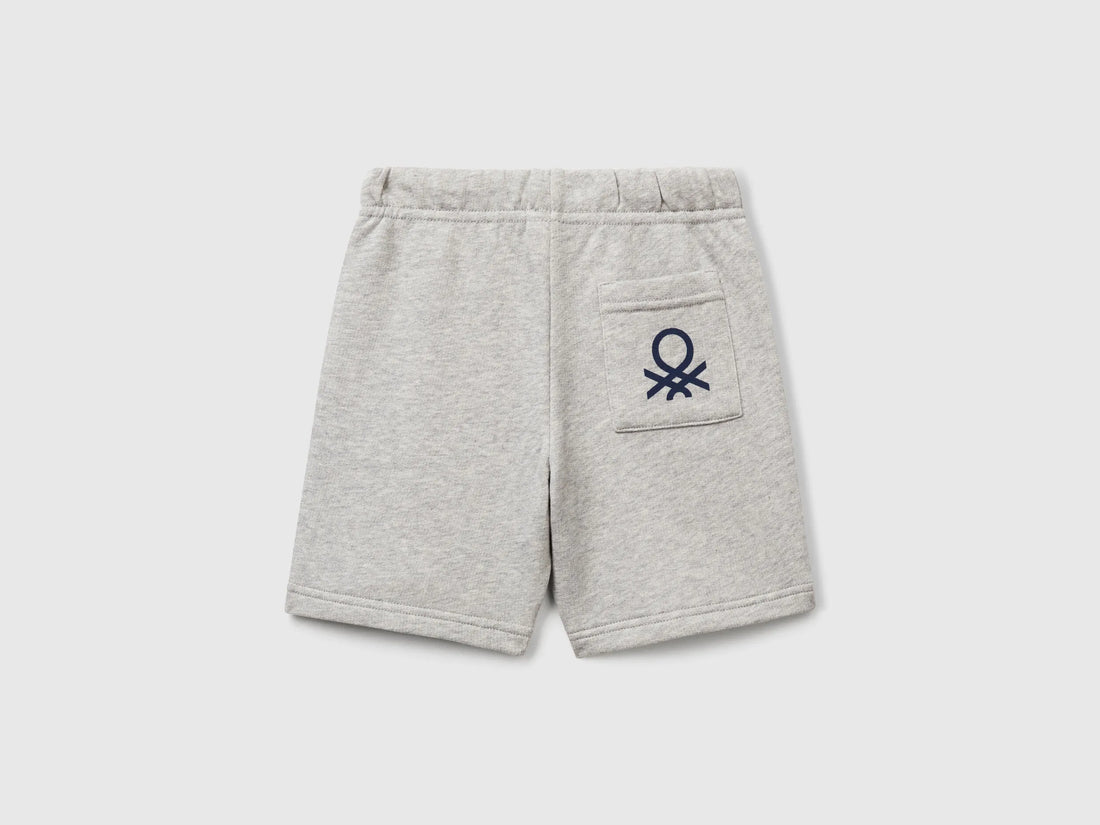 Benetton Light Gray Boys Bermudas in Sweat Cotton SKU: 3J70G900P_501 Image 02