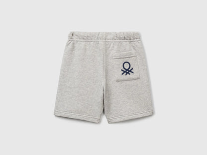 Benetton Light Gray Boys Bermudas in Sweat Cotton SKU: 3J70G900P_501 Image 02