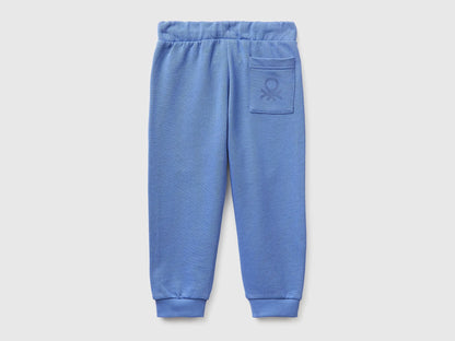 Benetton Air force blue Boys Organic Cotton Sweatpants with Logo SKU: 3J70GF010_05N Image 02