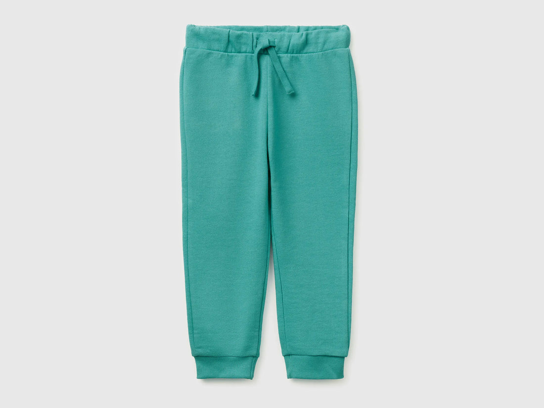 Benetton Aqua Boys Organic Cotton Sweatpants with Logo SKU: 3J70GF010_08N Image 01
