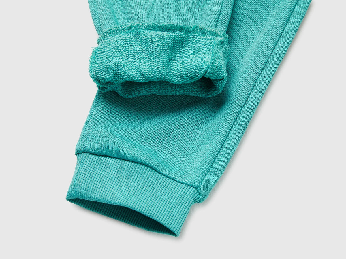 Benetton Light green Boys Organic Cotton Sweatpants with Logo SKU: 3J70GF010_08N Image 03