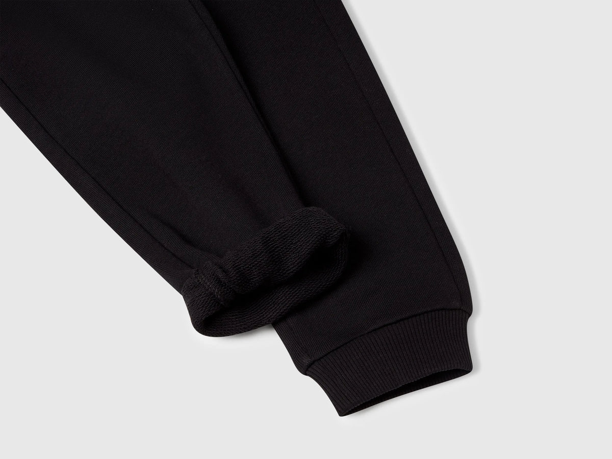 Benetton Black Boys Cotton Trousers with Logo SKU: 3J70GF010_100 Image 03