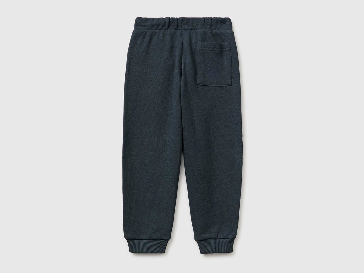Benetton Dark gray Boys Cotton Trousers with Logo SKU: 3J70GF010_10N Image 02
