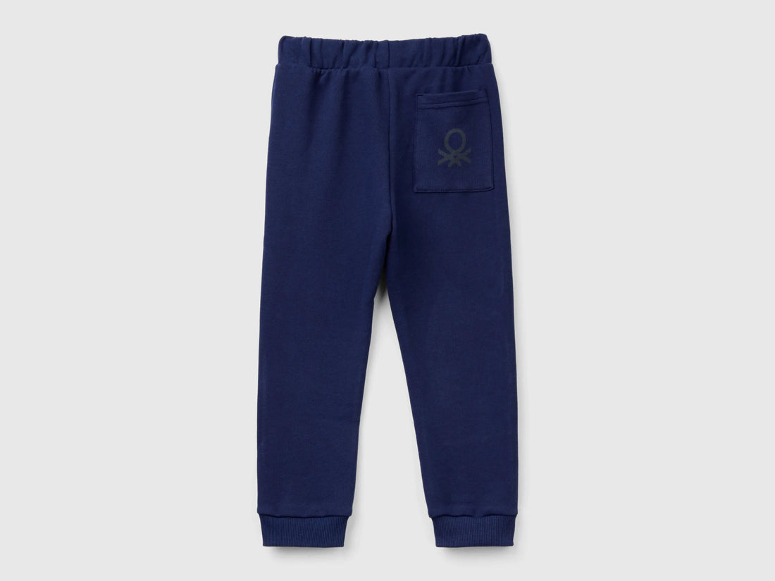 Benetton Dark Blue Boys Cotton Trousers with Logo SKU: 3J70GF010_252 Image 02
