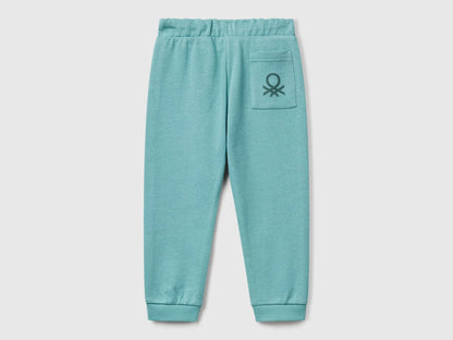 Benetton Sky Blue Boys Cotton Trousers with Logo SKU: 3J70GF010_33K Image 02