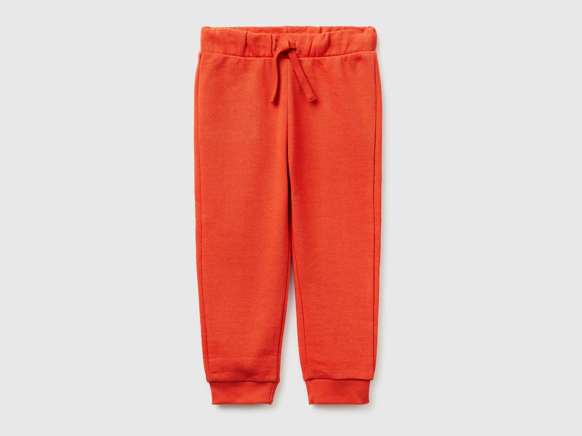Benetton Orange coral Boys Organic Cotton Sweatpants with Logo SKU: 3J70GF010_34Y Image 01