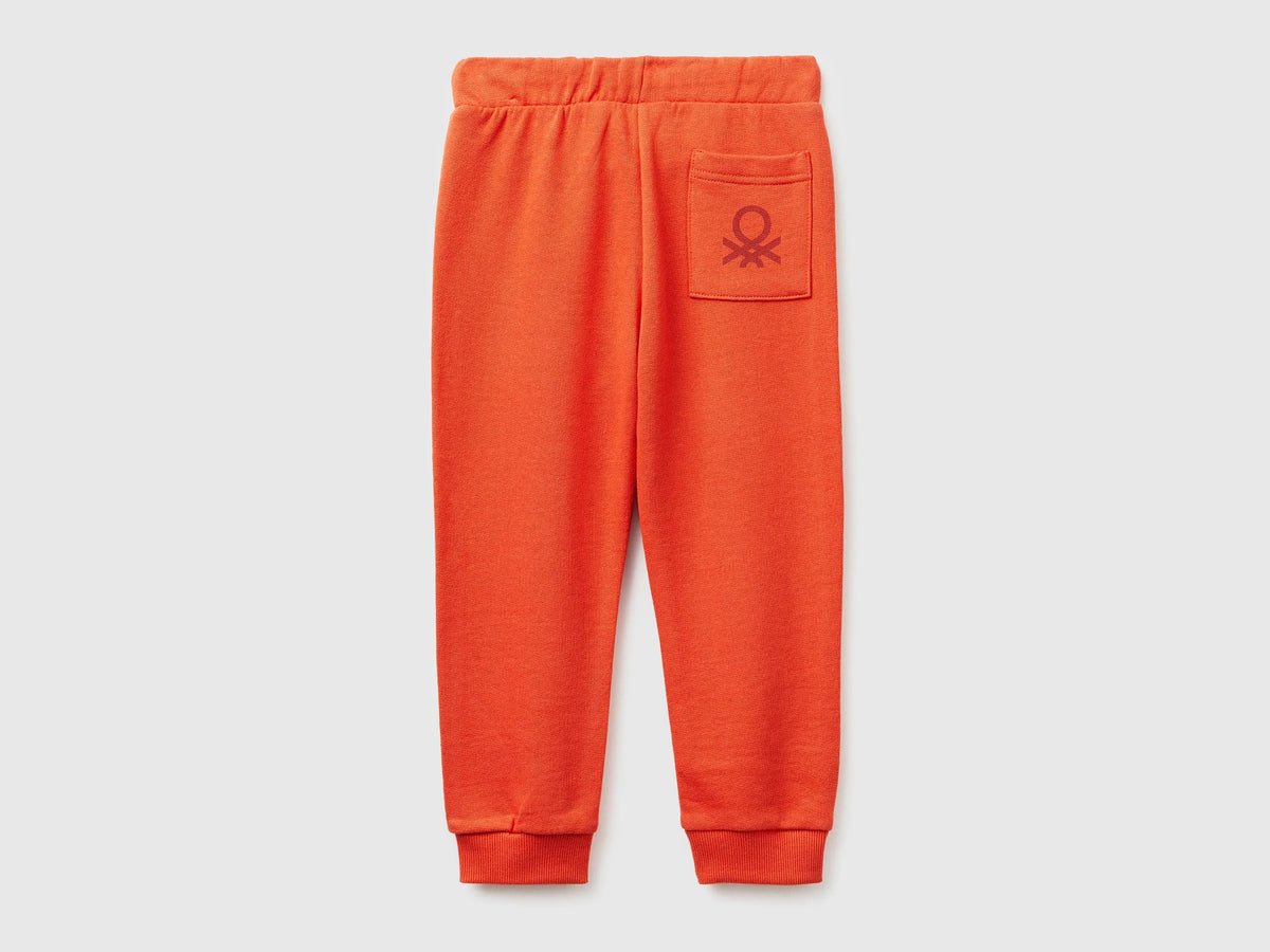 Benetton Orange coral Boys Organic Cotton Sweatpants with Logo SKU: 3J70GF010_34Y Image 02