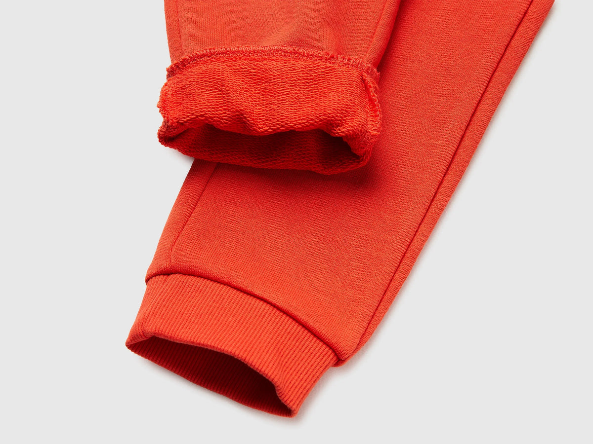 Benetton Orange coral Boys Organic Cotton Sweatpants with Logo SKU: 3J70GF010_34Y Image 03