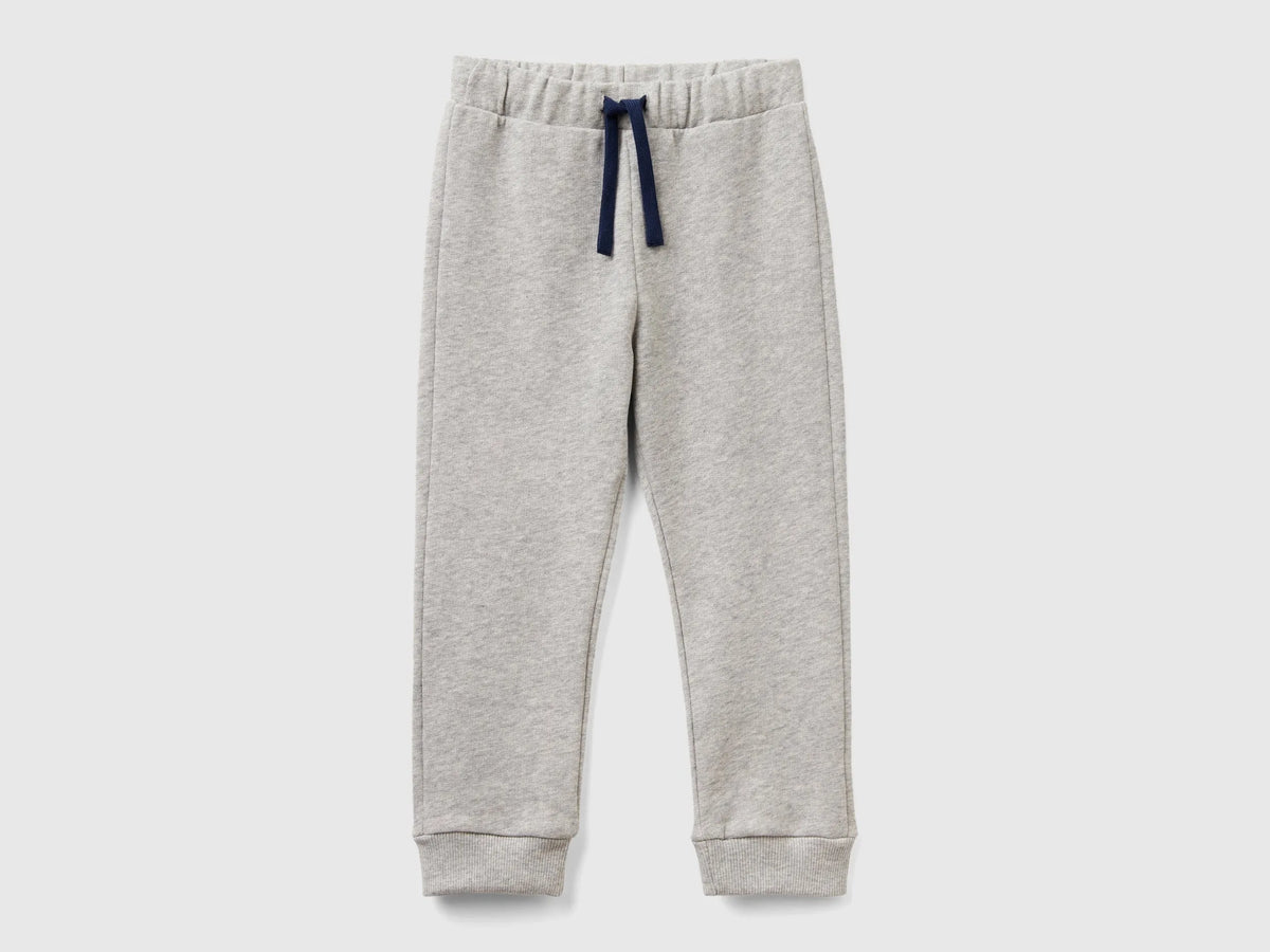 Benetton Light gray Boys Cotton Trousers with Logo SKU: 3J70GF010_501 Image 01