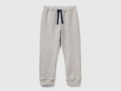 Benetton Light gray Boys Cotton Trousers with Logo SKU: 3J70GF010_501 Image 01