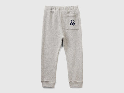 Benetton Light gray Boys Cotton Trousers with Logo SKU: 3J70GF010_501 Image 02