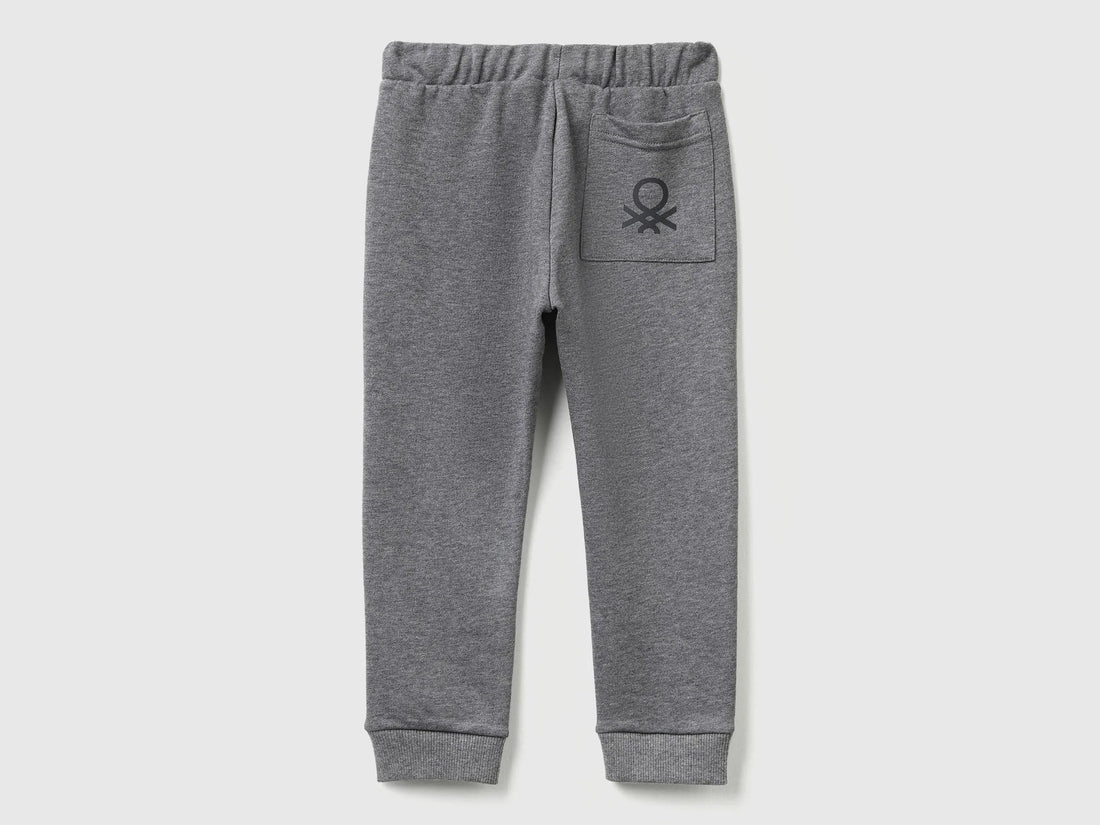 Benetton Dark Gray Boys Cotton Trousers with Logo SKU: 3J70GF010_507 Image 02