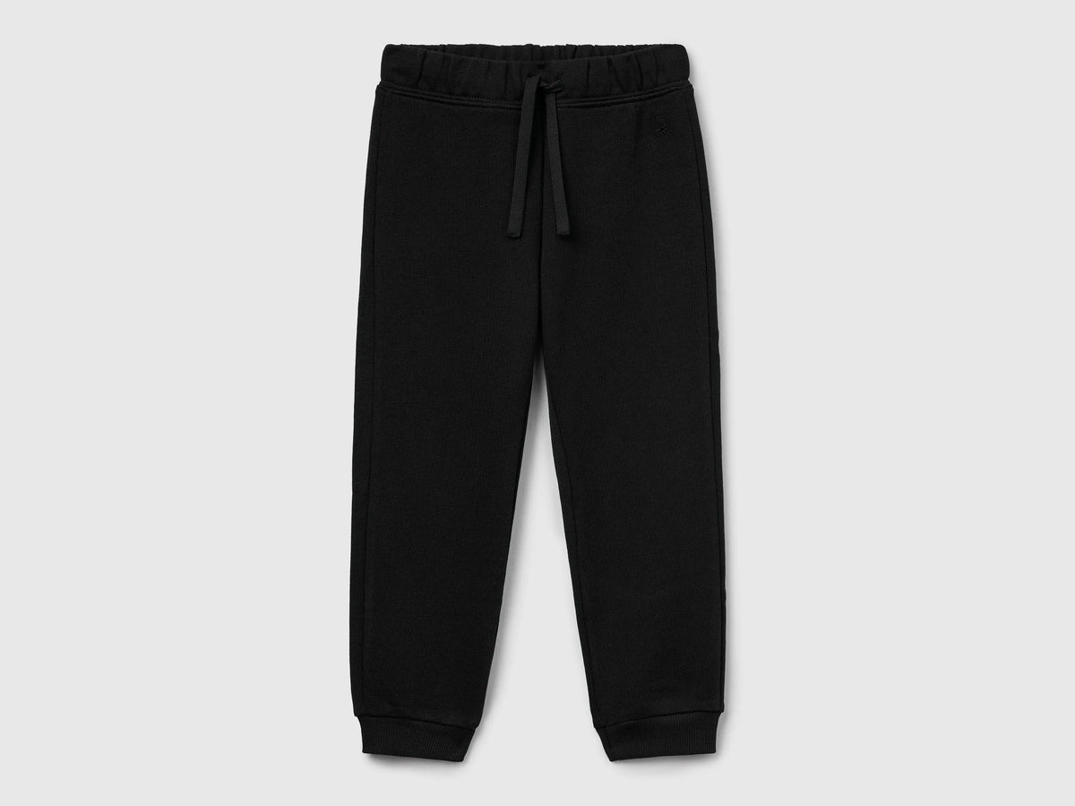 Benetton Black Girls Cotton Sweatpants SKU: 3J70GF01N_100 Image 01