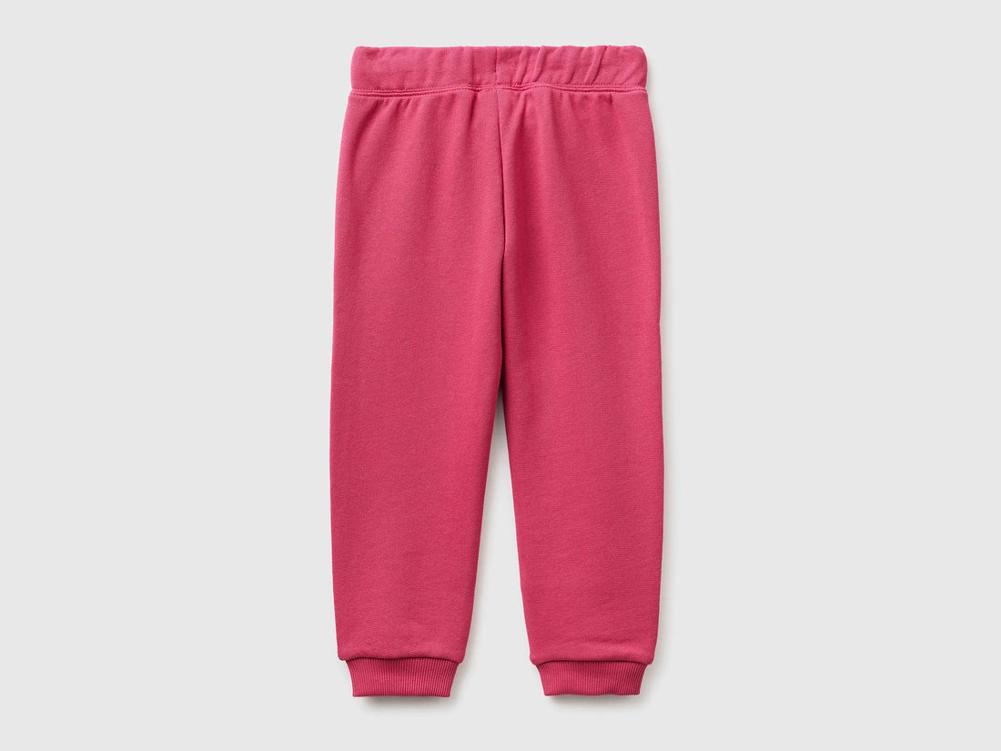 Benetton Fuchsia Girls Sweatpants in Organic Cotton SKU: 3J70GF01N_12E Image 02