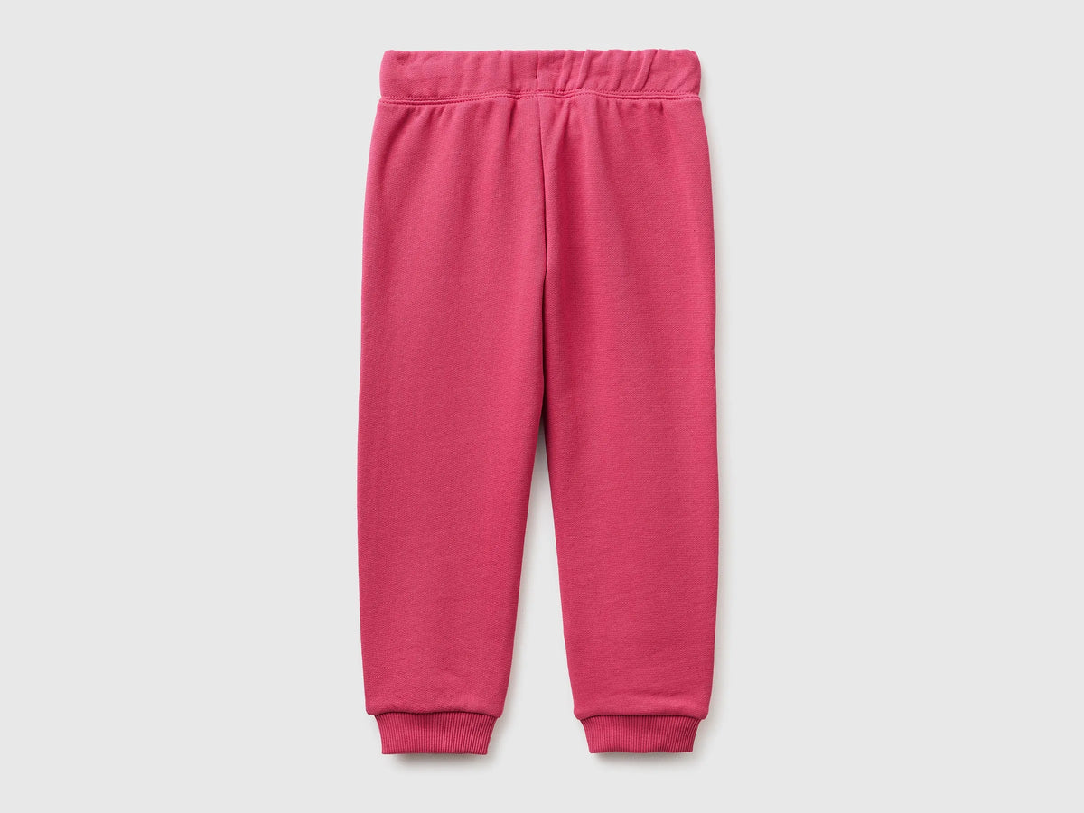 Benetton Fuchsia Girls Sweatpants in Organic Cotton SKU: 3J70GF01N_12E Image 02