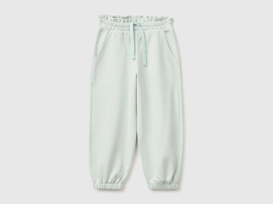 Benetton Light Green Girls Organic Cotton Fleece Joggers SKU: 3J70GF05I_00M Image 01