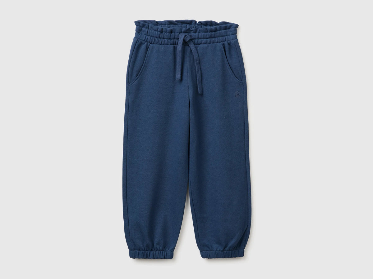 Benetton Blue Girls Organic Cotton Fleece Joggers SKU: 3J70GF05I_355 Image 01