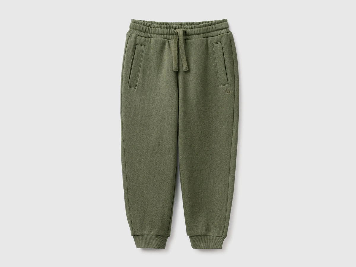 Benetton Military Green Boys Fleece Joggers SKU: 3J70GF05J_07N Image 01