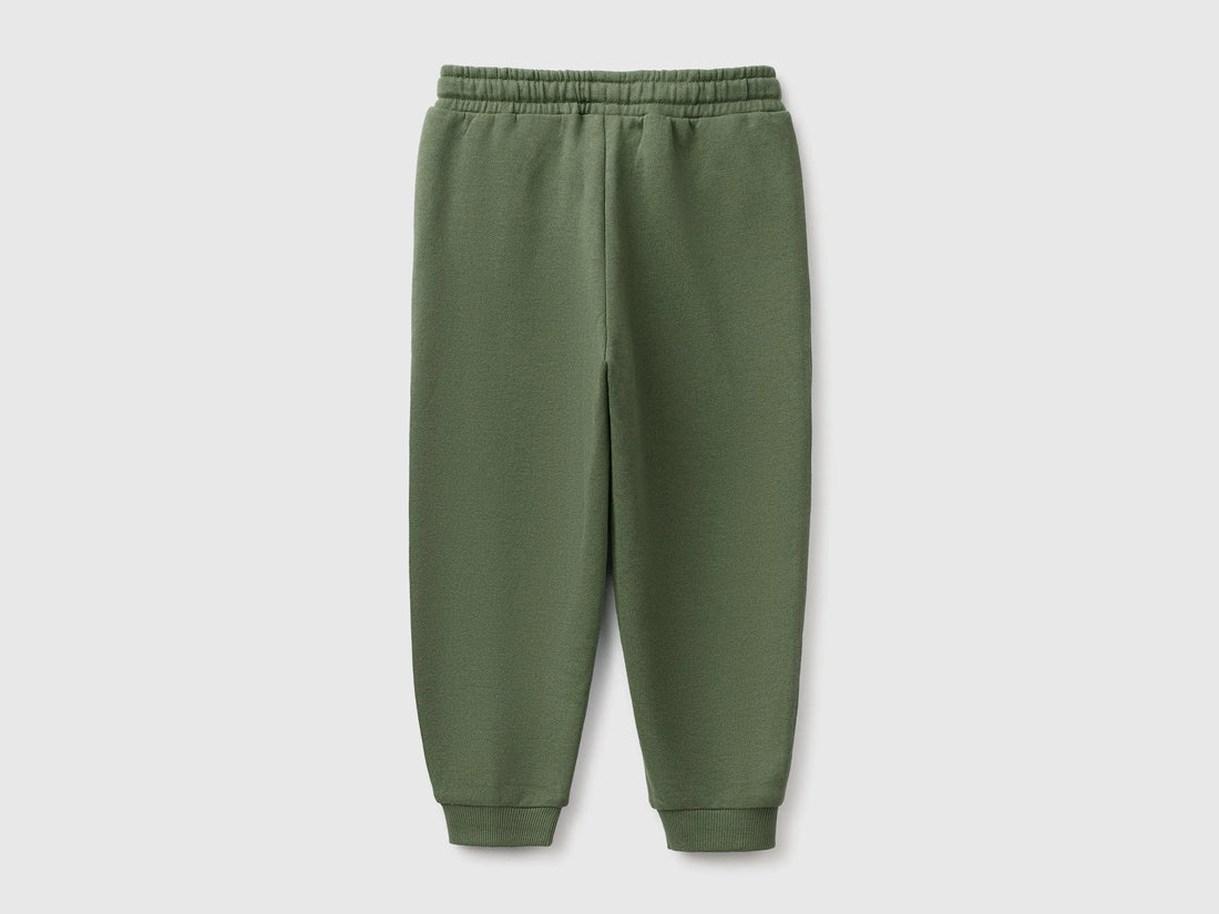 Benetton Military Green Boys Fleece Joggers SKU: 3J70GF05J_07N Image 02