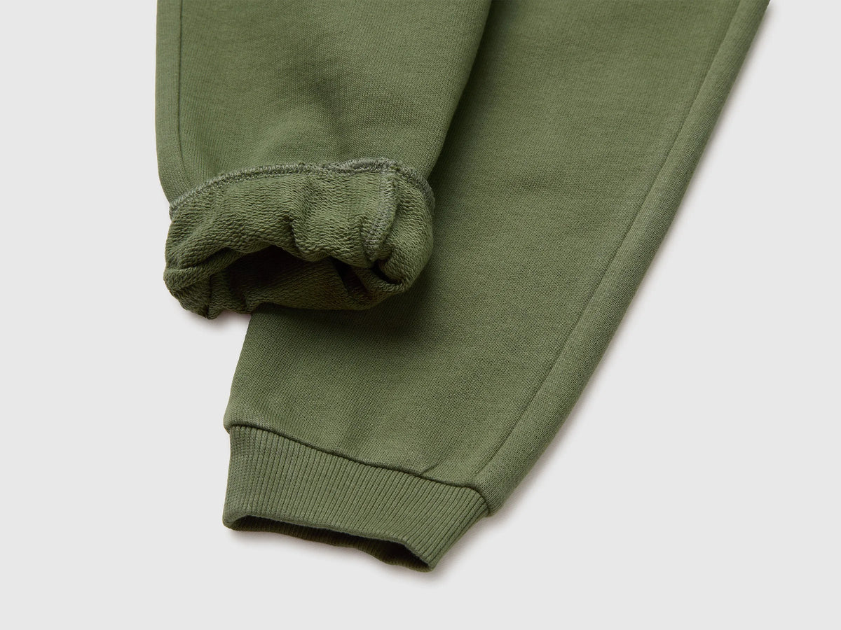 Benetton Military Green Boys Fleece Joggers SKU: 3J70GF05J_07N Image 03