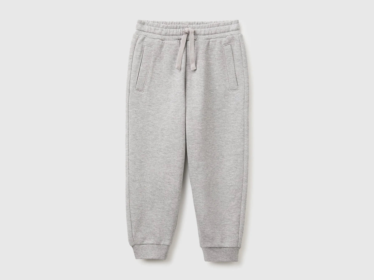 Benetton Light Gray Boys Fleece Joggers SKU: 3J70GF05J_501 Image 01