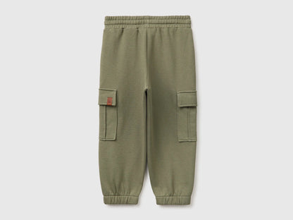 Benetton Military Green Boys Fleece Trousers with Pockets SKU: 3J70GF05M_07N Image 02
