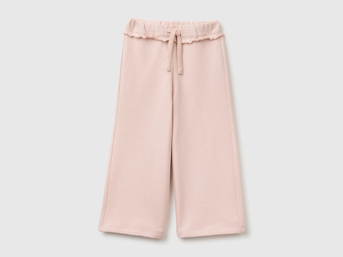 Benetton Soft Pink Girls Sweatpants with Ruffles SKU: 3J70GF05N_08Q Image 01
