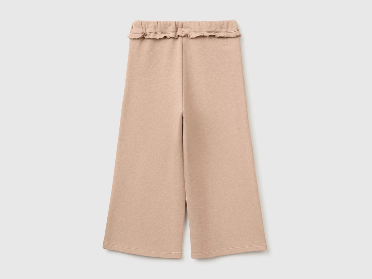 Benetton Dove Gray Girls Sweatpants with Ruffles SKU: 3J70GF05N_199 Image 02