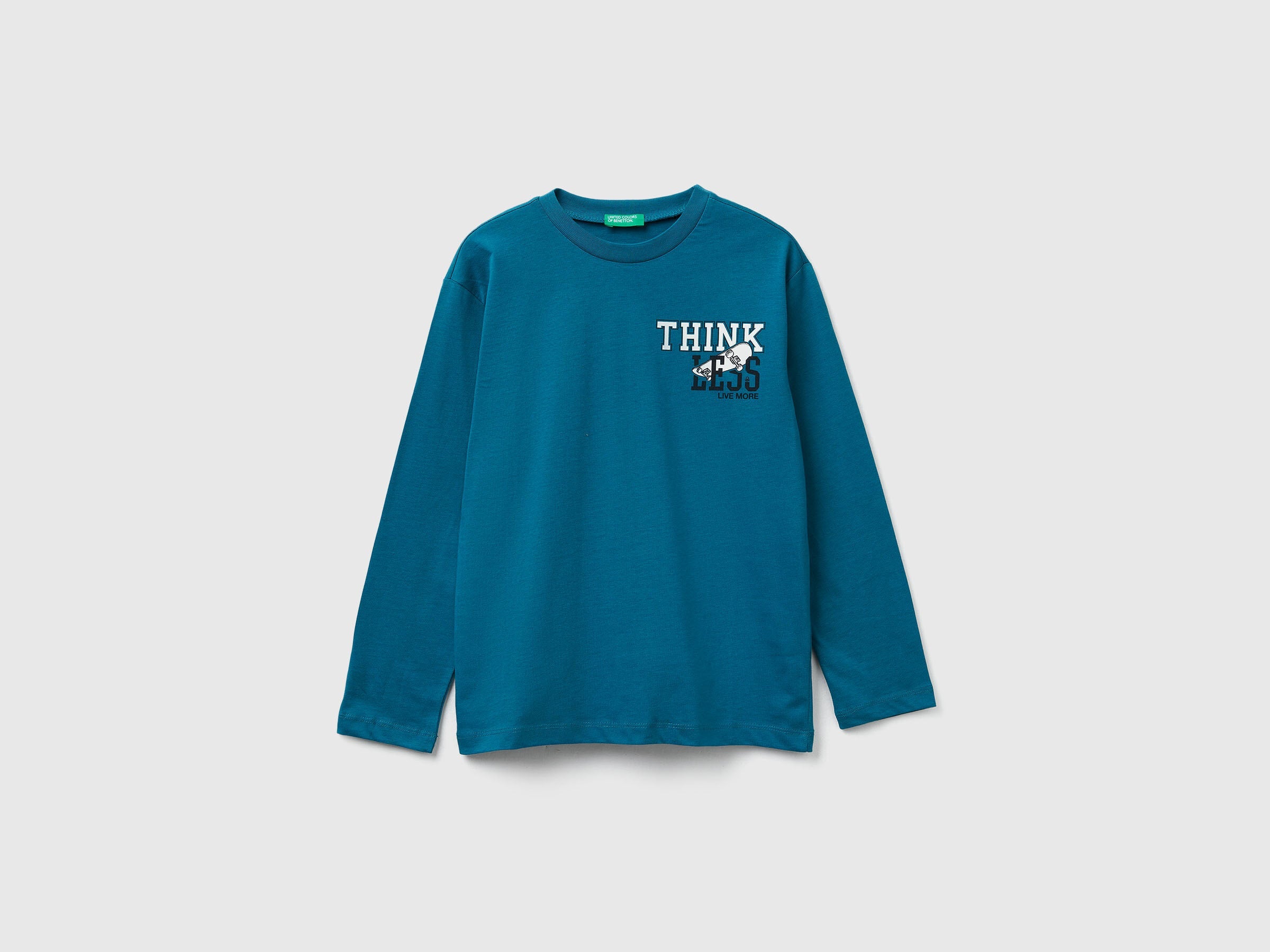 Benetton_Teal_T-Shirt with Print_3JERC10QO_3C5_01