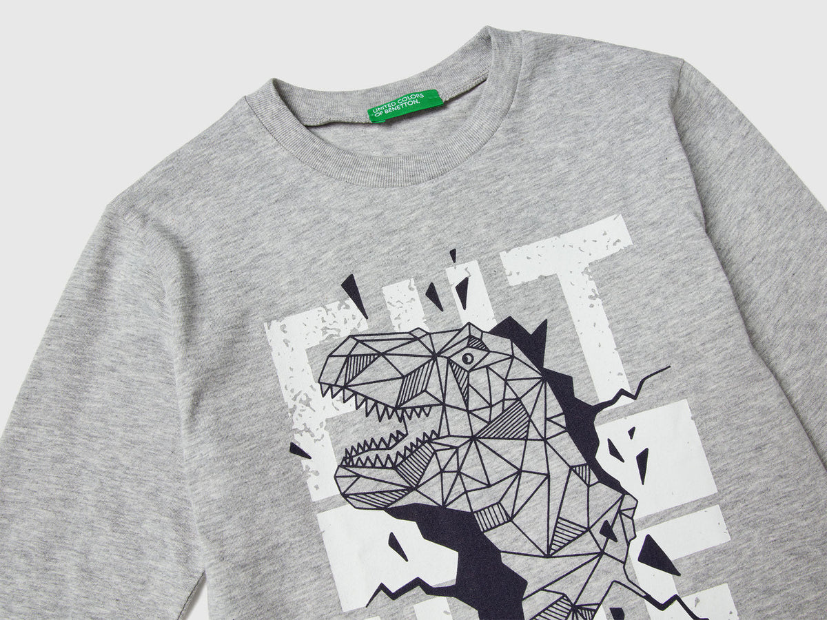 Benetton_Light Gray_T-Shirt with Print_3JERG10K5_501_03