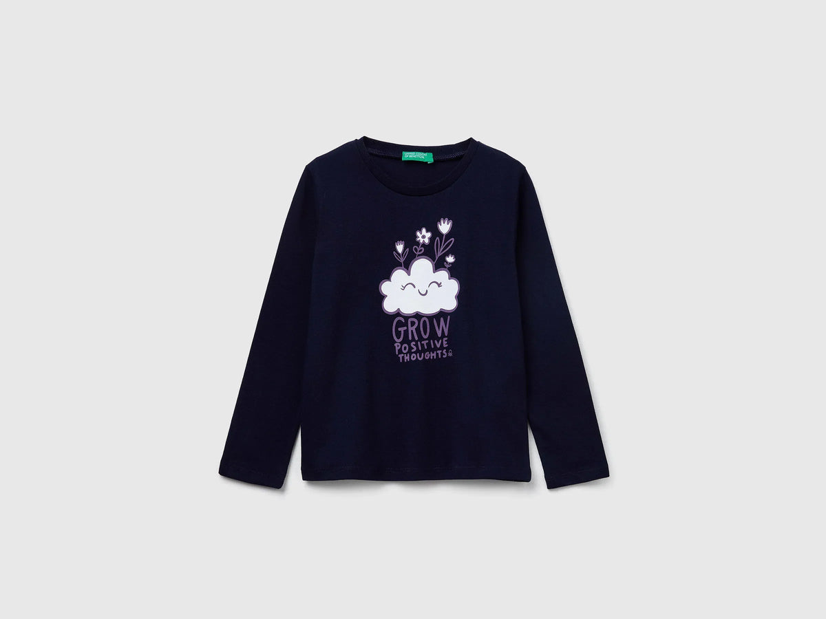 Benetton_Dark Blue_Regular Fit T-Shirt with Print_3JERG10KB_016_01