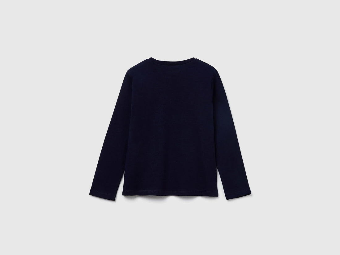 Benetton_Dark Blue_Regular Fit T-Shirt with Print_3JERG10KB_016_02