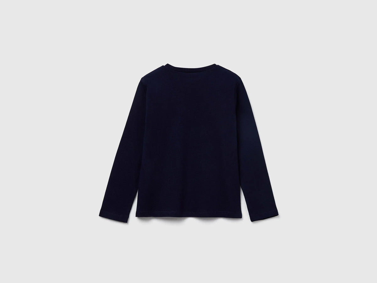 Benetton_Dark Blue_Regular Fit T-Shirt with Print_3JERG10KB_016_02