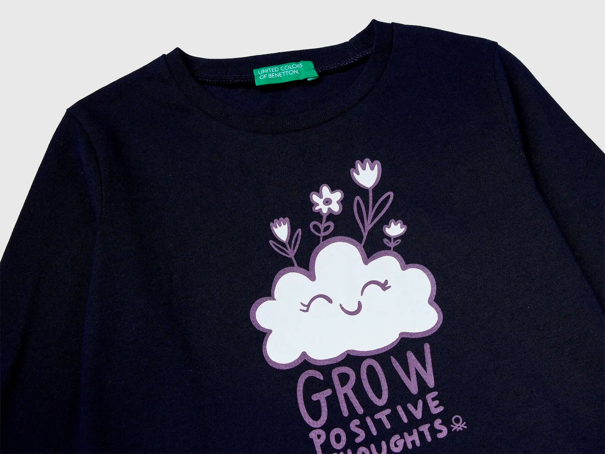 Benetton_Dark Blue_Regular Fit T-Shirt with Print_3JERG10KB_016_03