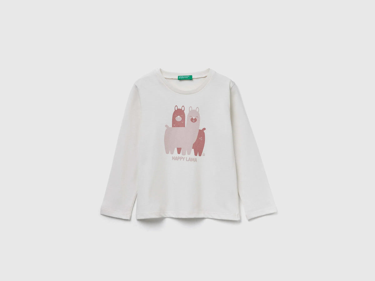 Benetton_Creamy White_Regular Fit T-Shirt with Print_3JERG10KB_074_01