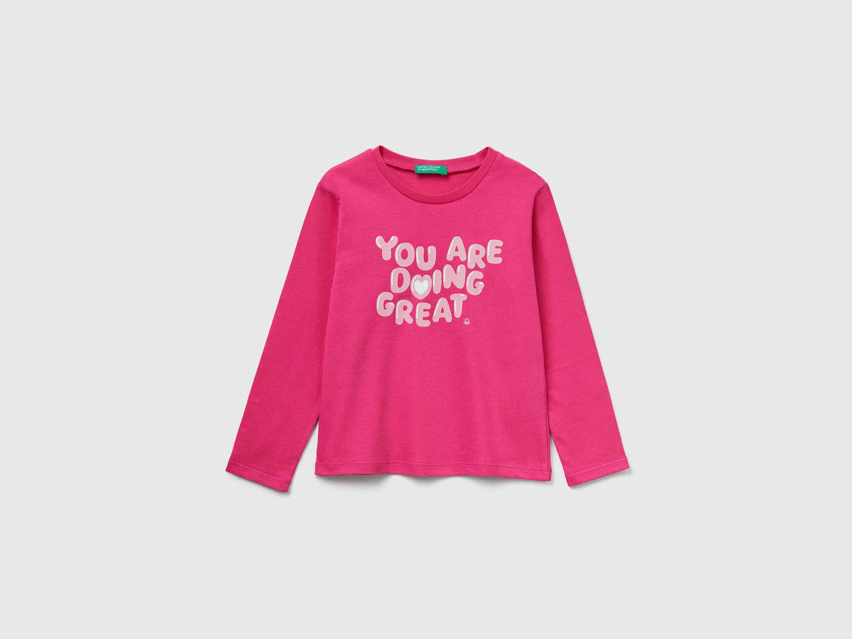 Benetton_Fuchsia_Regular Fit T-Shirt with Print_3JERG10KB_1A2_01