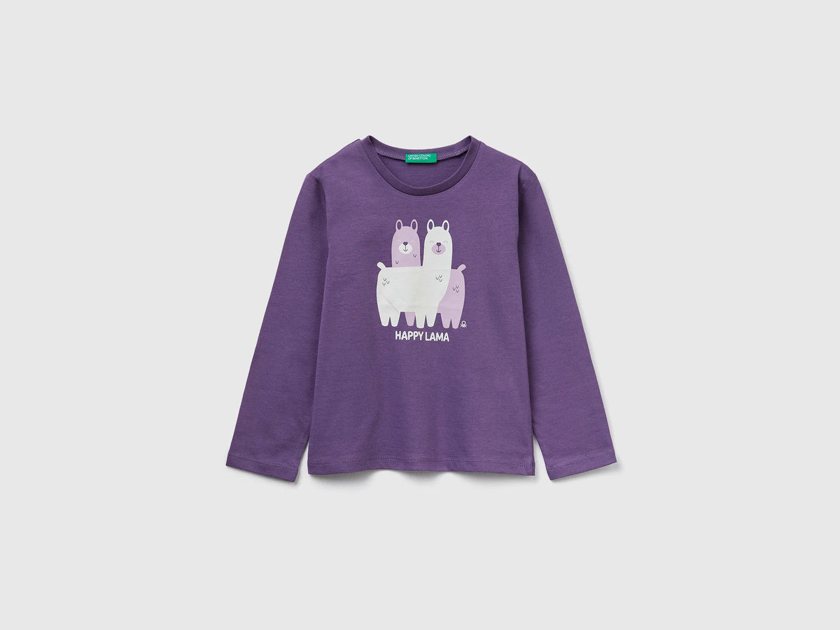 Benetton_Purple_Regular Fit T-Shirt with Print_3JERG10KB_1V4_01