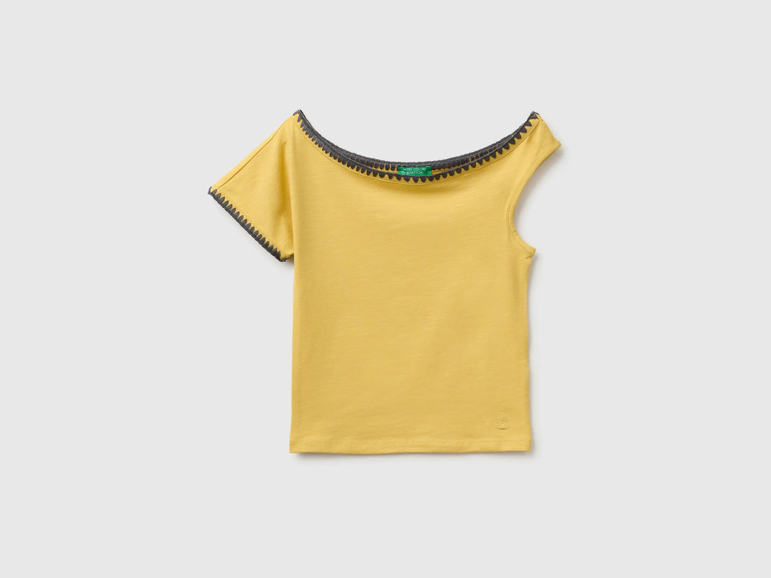 Benetton Yellow Girls Asymmetrical Top SKU: 3JFAC10TG_22R Image 01
