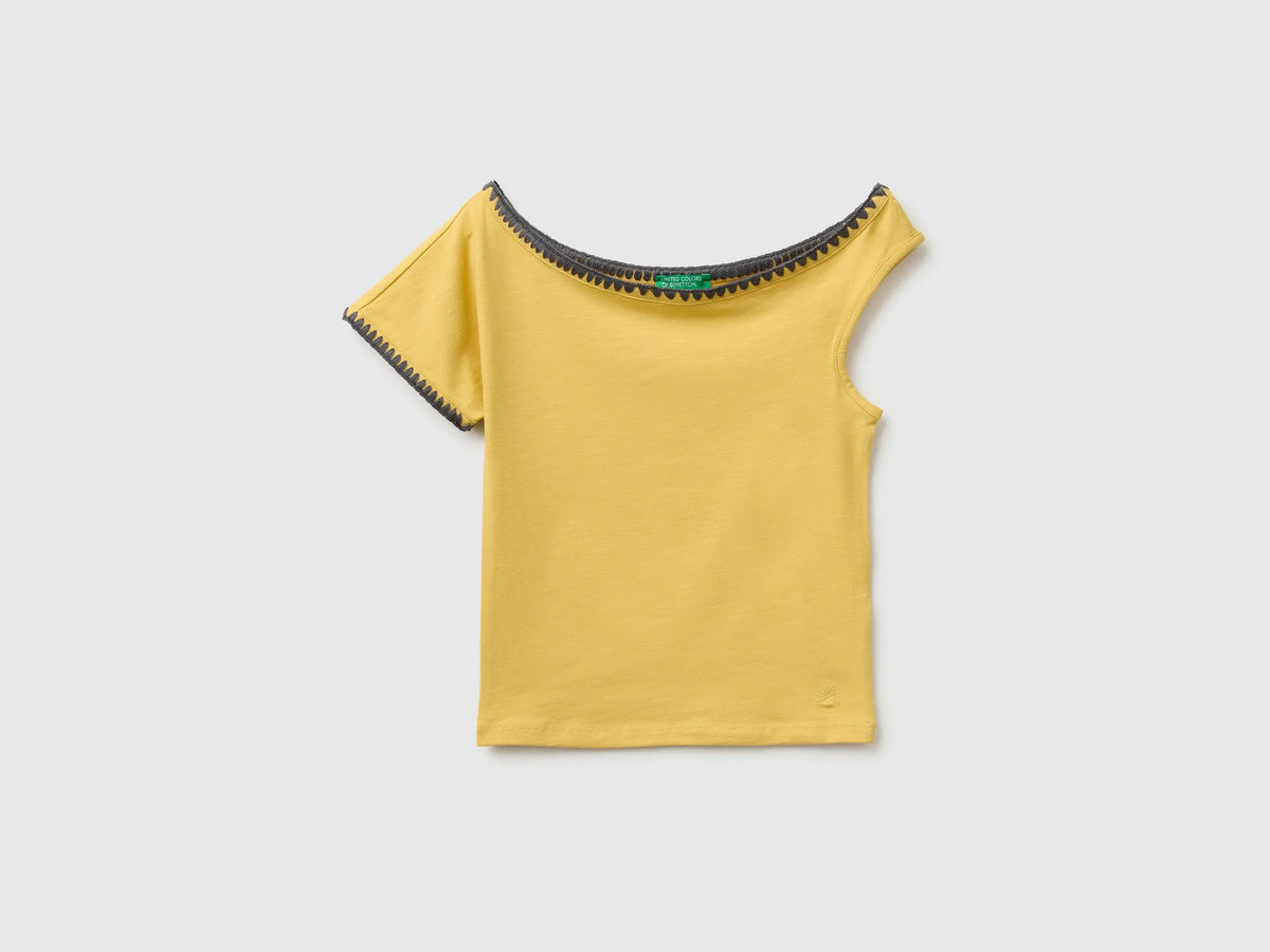 Benetton Yellow Girls Asymmetrical Top SKU: 3JFAC10TG_22R Image 01
