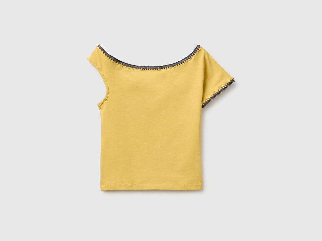 Benetton Yellow Girls Asymmetrical Top SKU: 3JFAC10TG_22R Image 02