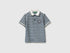 Benetton Dark Blue Boys Striped Polo Shirt with Patch SKU: 3K9KG3013_903 Image 01