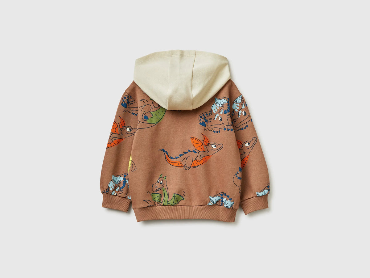 Benetton Camel Boys Printed Hoodie SKU: 3M42G10MH_62D Image 02